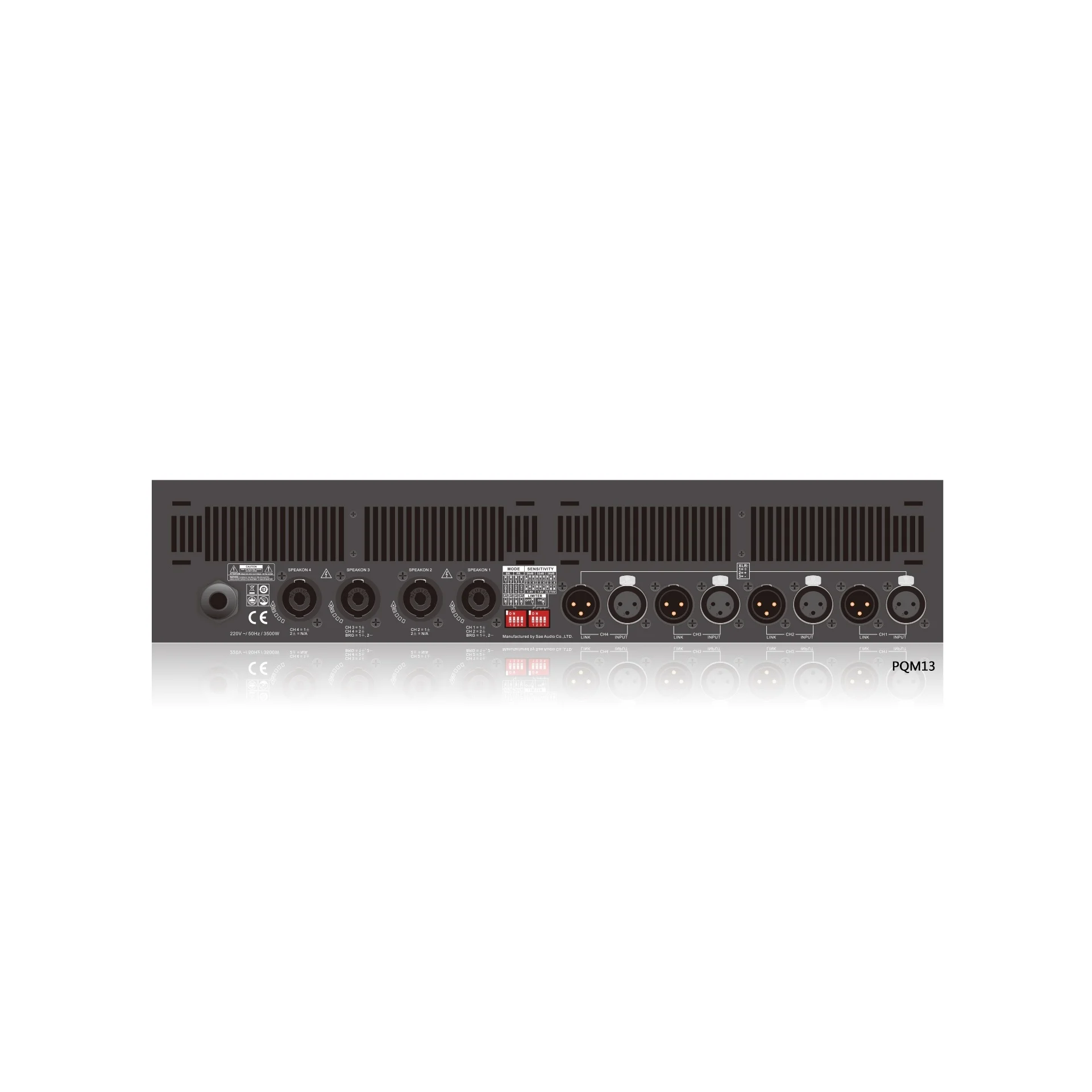 PQM13 High-Density 4-Ch Power Amplifier 2500W×4 2Ω SMPS+Class I High CMRR Input XLR/SpeakON for Touring/Line Array