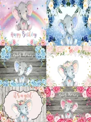 Elephant Baby Shower Theme Gender Reveal Birthday Party Vinyl Background  Newborn Baby Shower Decor Supplies