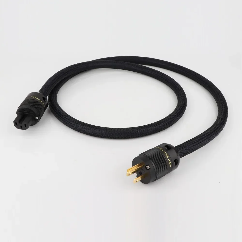 High Quality Silver Plated Audiophile AC Power Cable Pure Black Power Cord Cable With Schuko EU/US/AU Power Plug