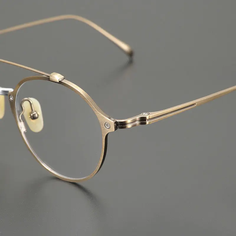 Round Double Beam Pilot Designer Glasses Frame Handmade Retro Pure Titanium Men Women Eyelasses Frames Designer Spectacle Frames