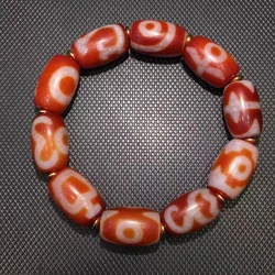 YA16 Old Mine Duobao Bracelet Red Color Different Patterns Tianzhu Dzi Bead Amulet Good Luck
