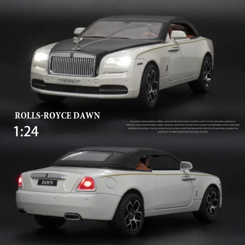 Diecast 1:24 Rolls-royce Dawn Convertible Alloy Car Model Sound and Light Collectable Voiture Miniature Home Decor Toys Vehicles