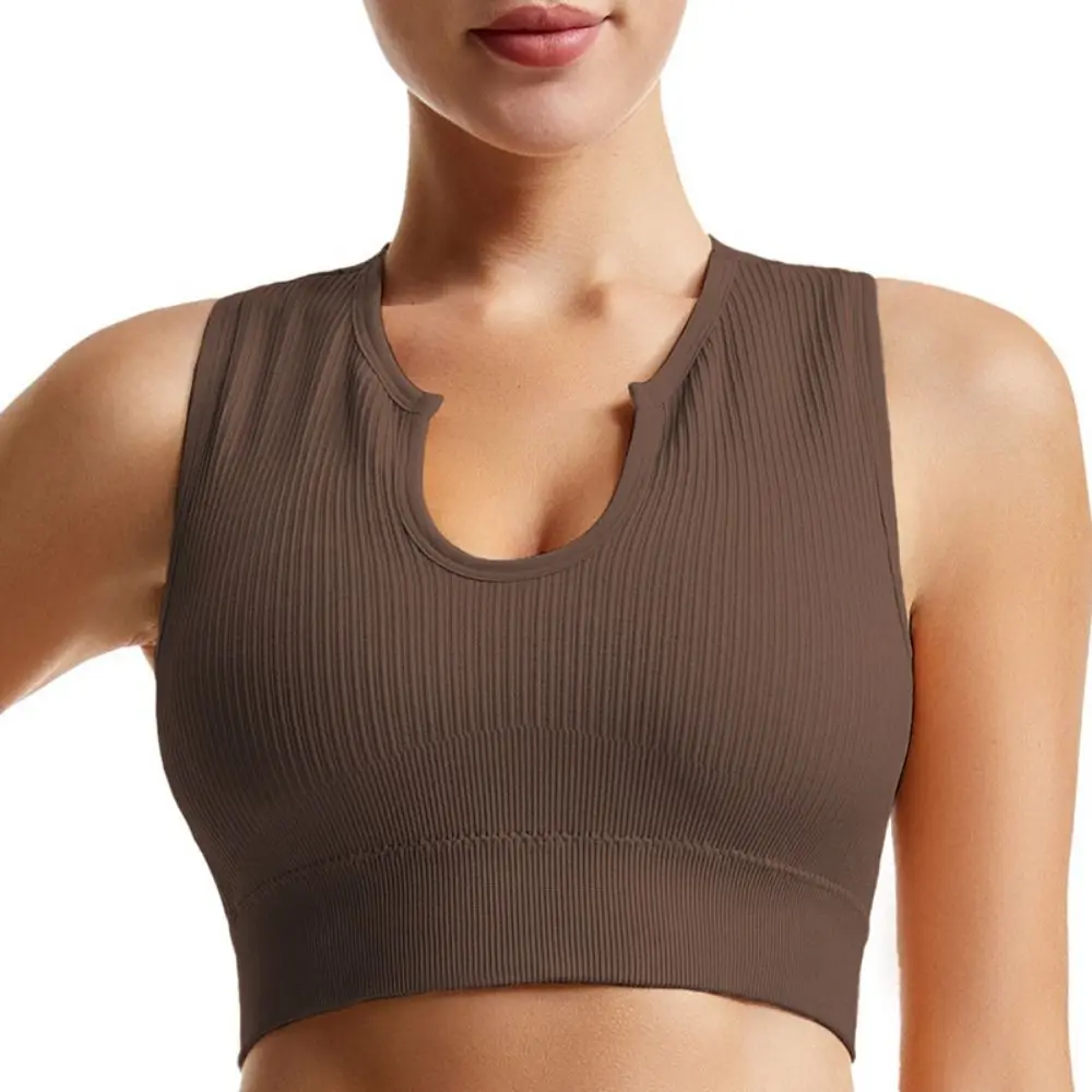 Nylon Women Yoga Suit Without Pad Rib-Knit Workout Bra Shorts Set Stretchable Ringless Suspenders Shorts Suit Fitness Wear