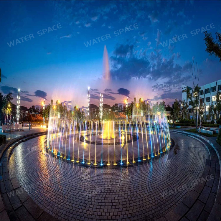 OEM Custom Marble Dry Floor Interactive Fountain Color LED Light Programmable System Commercial Plaza Decorative Water Feature