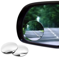 2 X Round Blind Spot Mirror HD Glass Frameless Convex Rear View 360° Stick On Car Mounted Borderless small Circular Mirror
