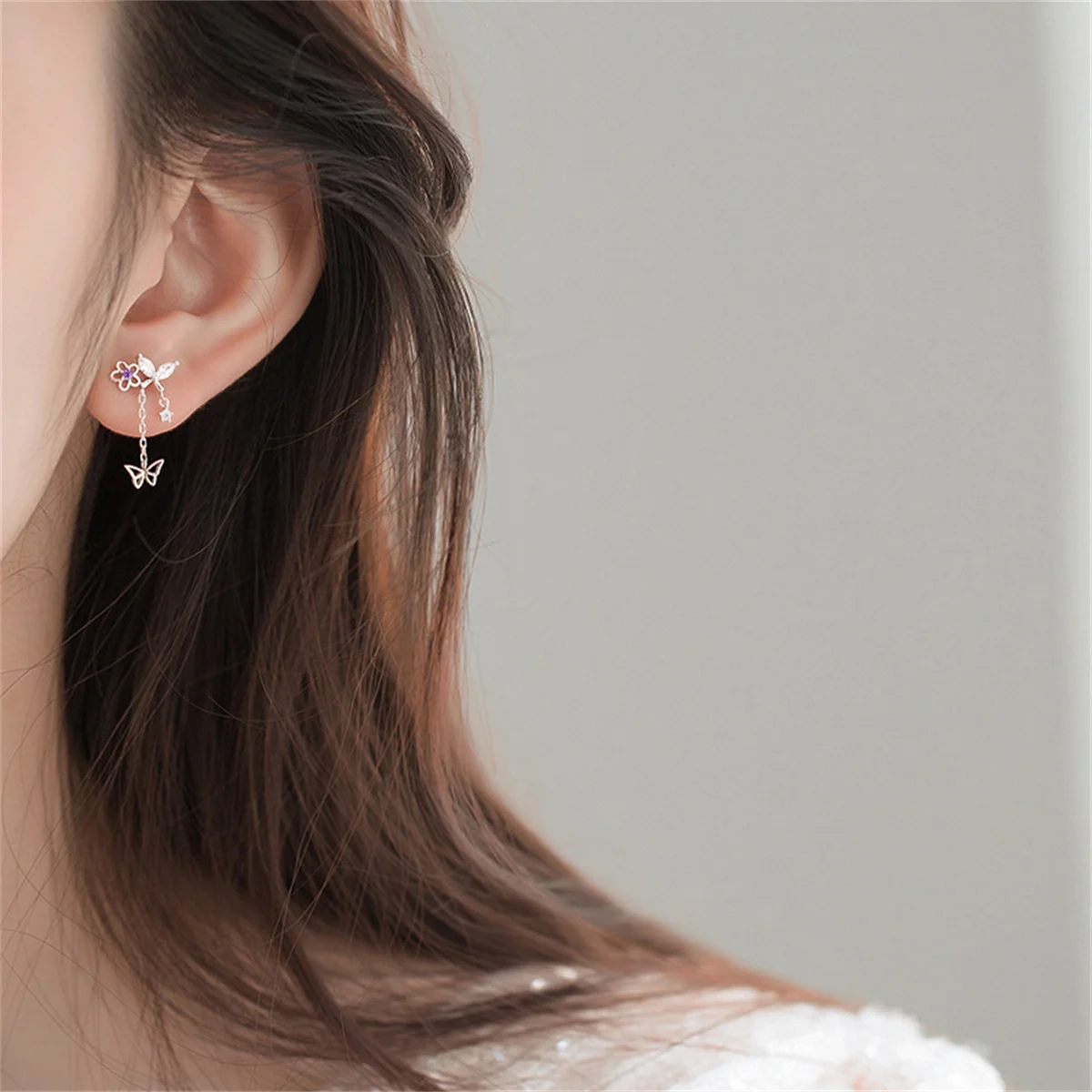 Koreanische Exquisite Planet Mond Schmetterling Quaste Ohrringe für Frauen Funkelnden Kristall Asymmetrische Tropfen Ohrringe Mädchen Partei Schmuck – Detail 7