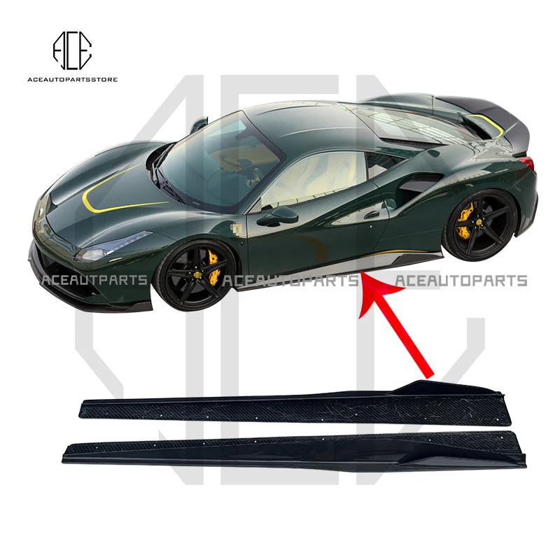 

Factory manufacturing autoclave Dry Carbon Fiber Side Skirts for Ferrari 488 GTB Spider Body Kit