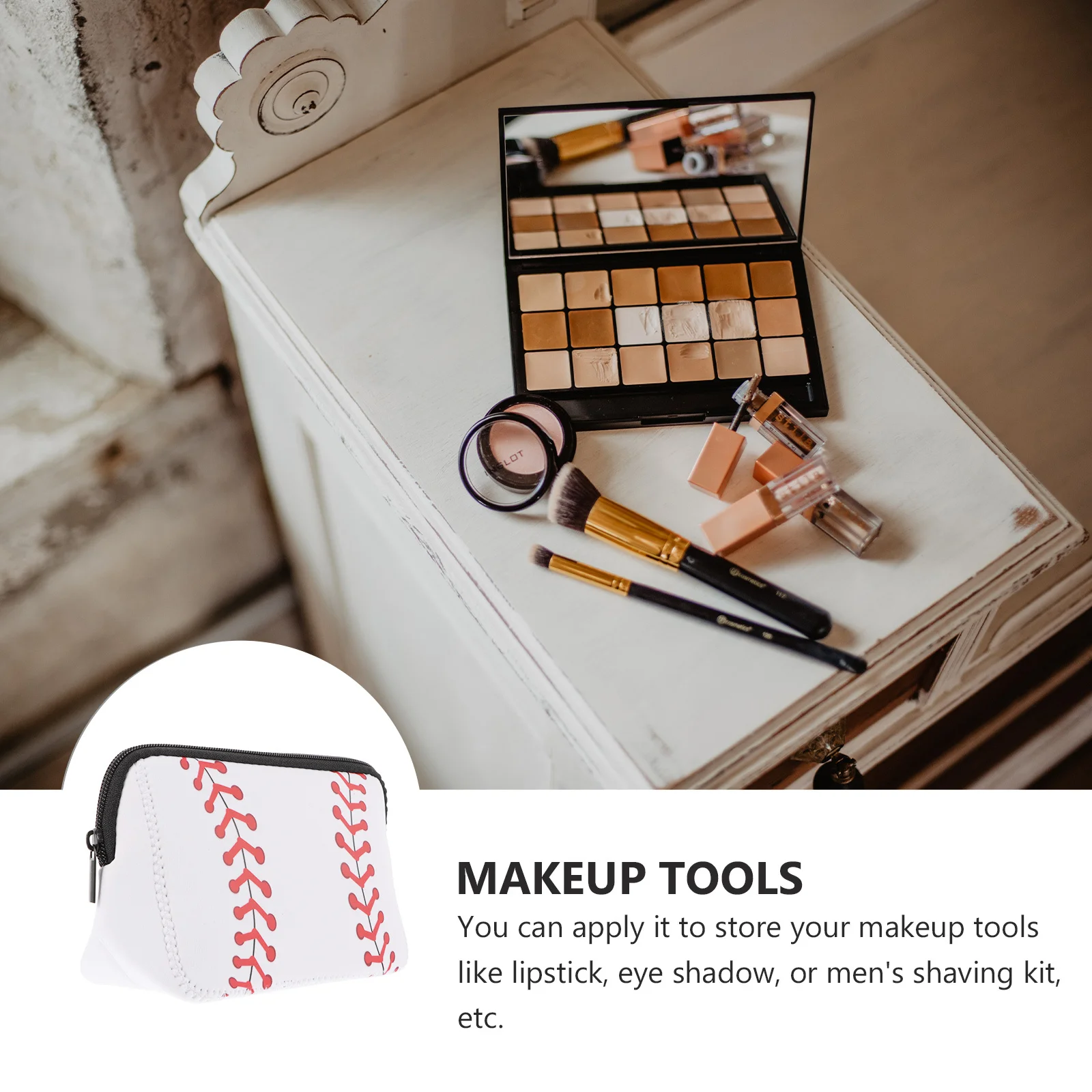 

2Pcs Baseball Printed Bags Makeup Pouches Organizer Travel Toiletry Bag Zipper Gym Outdoor Baseball Printed Makeup Bag