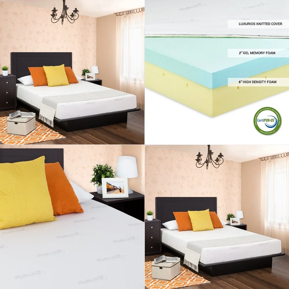 

Item 8 INCH Graphite Gel Memory Foam Mattress for Medium Firm Comfort with A Premium 8Way Stretch Cover for More Luxurious Comf