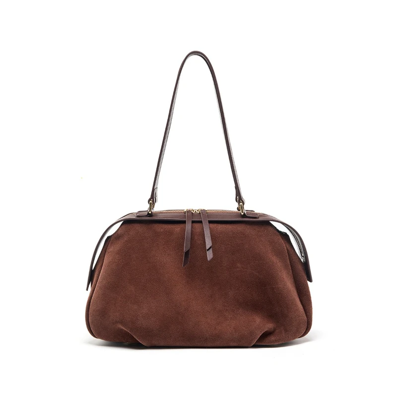 

Женская сумка подмышки из натуральной кожи, ленивая матовая замшевая сумка-тоут, замшевая сумка на плечо из воловьей кожи, большая вместительная сумка для путешествий, кошелек