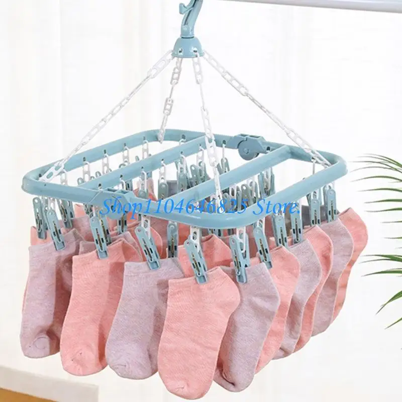 32 Clamp Garment Hanger Thick Plastic Construction Foldable System Drying Rack