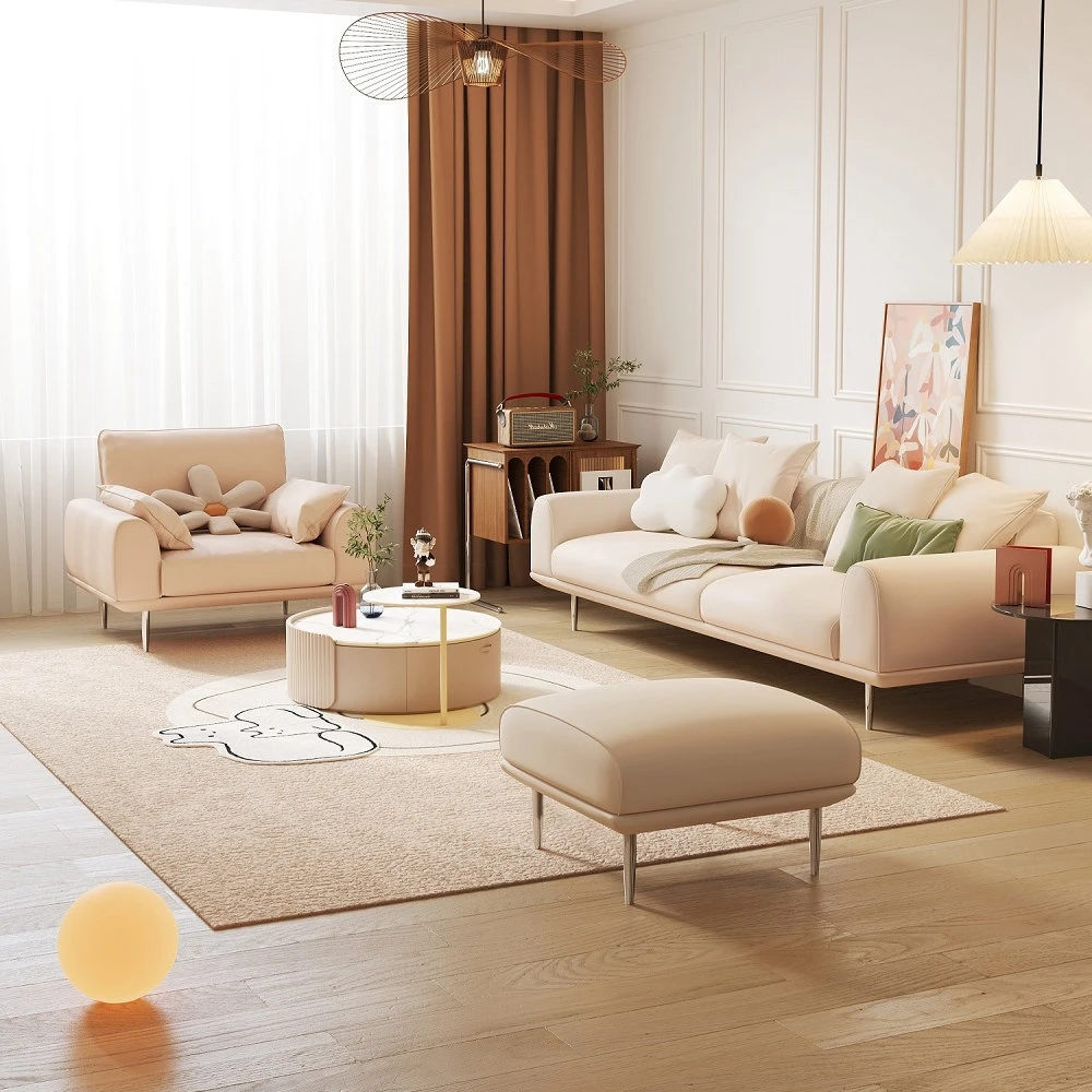 

Italian minimalist light luxury Nordic living room fabric sofa size apartment three-person combination single modern designer