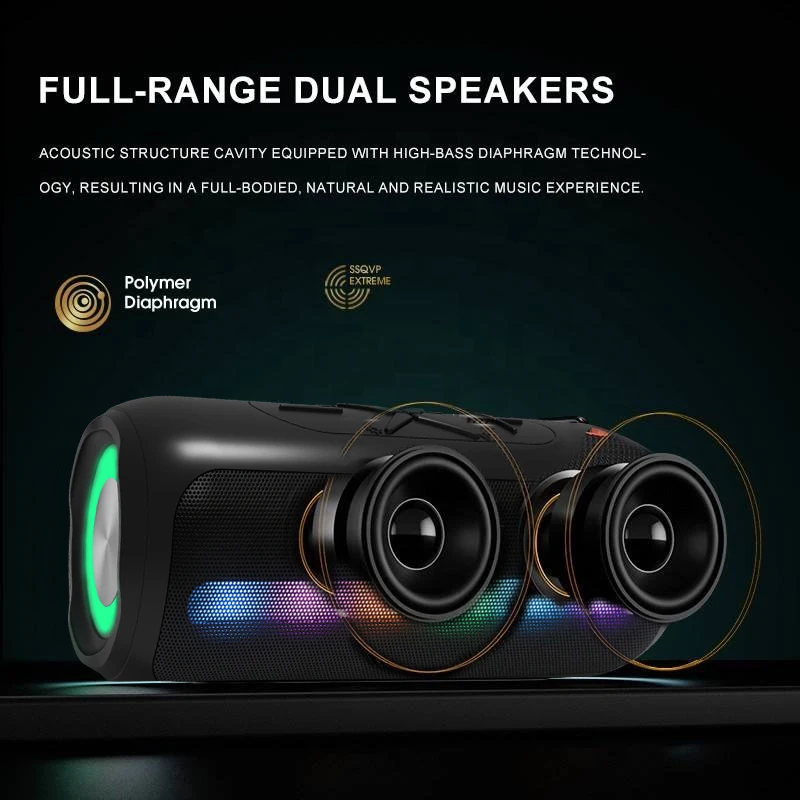 Portable for Bluetooth Speaker RGB LED Lighting Rechargeable IPX5 Waterproof for Home Theater Audio Player Memory Waterproof