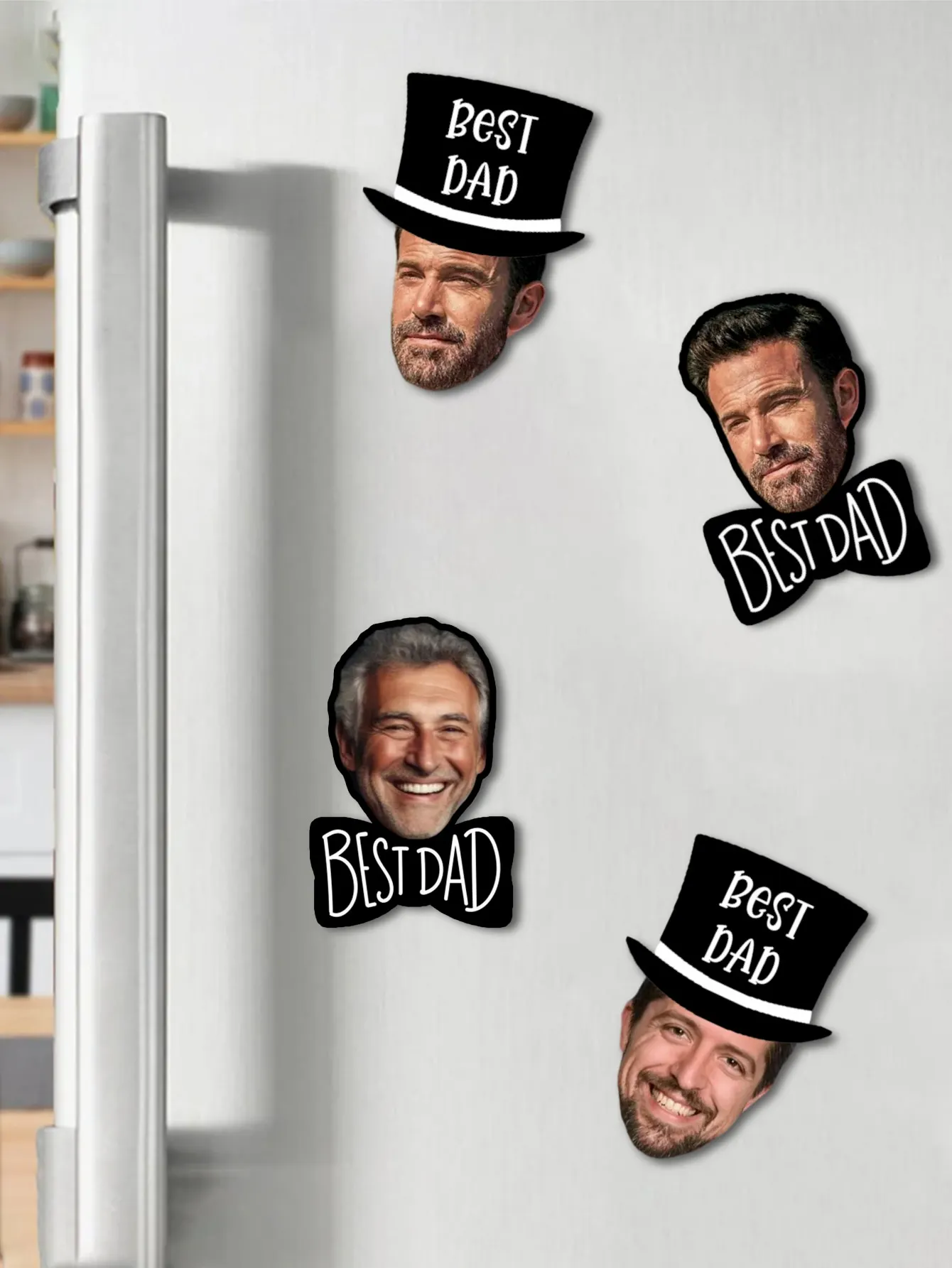 1pc Custom Hat Bow Tie Gift Acrylic Refrigerator Decoration Magnet Father's Day First Time Dad Gift Custom Refrigerator Magnet