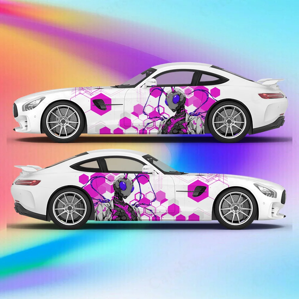

Line Hexagon Variant Insect Man Car Vinyl Wraps Decal Self-adhesive PVC Sticker Suitable for Trucks SUV Decor Auto Accessories