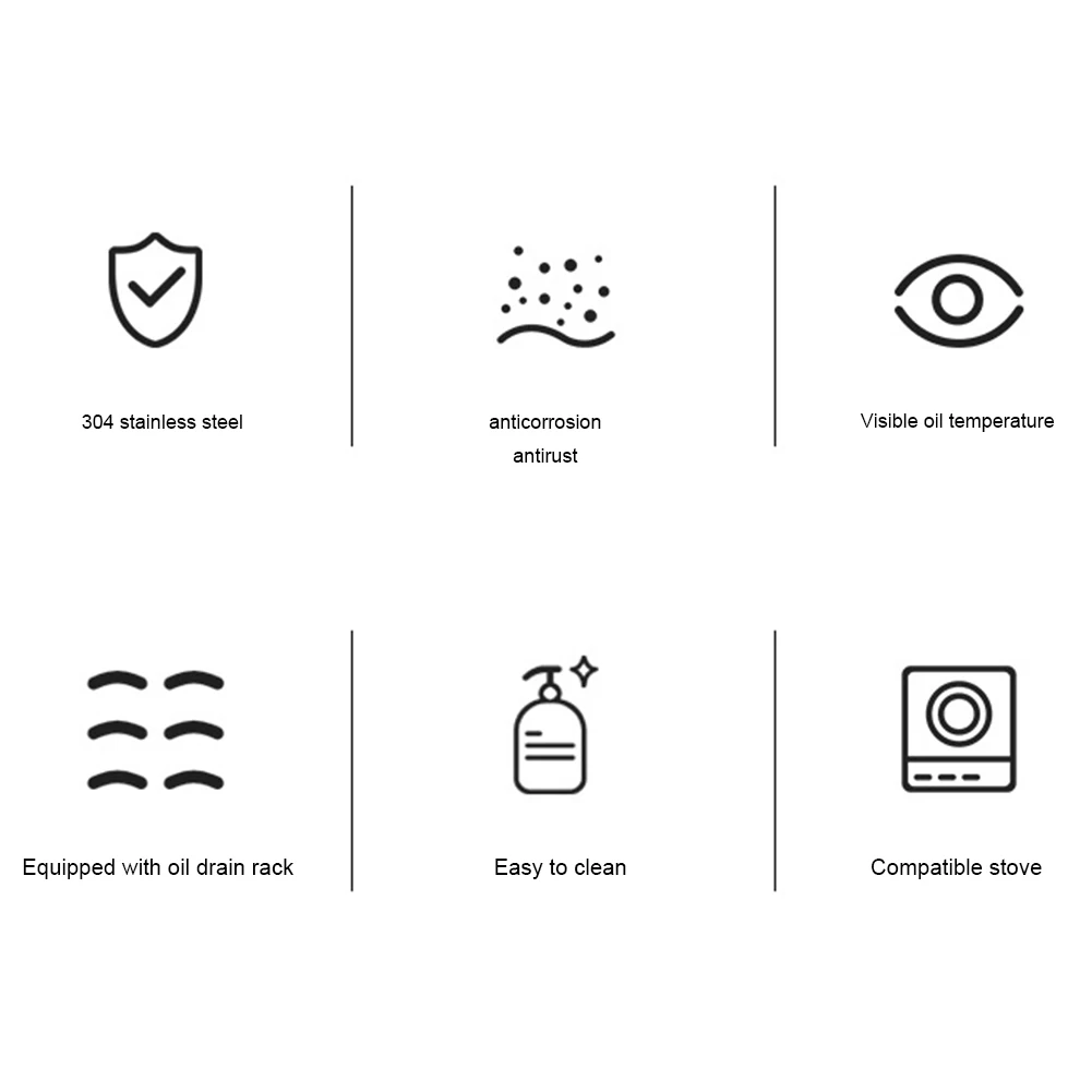 مقلاة تمبورا على الطراز الياباني مع غطاء ميزان الحرارة رف تجفيف الزيت بالتنقيط 304 مقلاة زيت من الفولاذ المقاوم للصدأ لرقائق الأسماك والدجاج #6