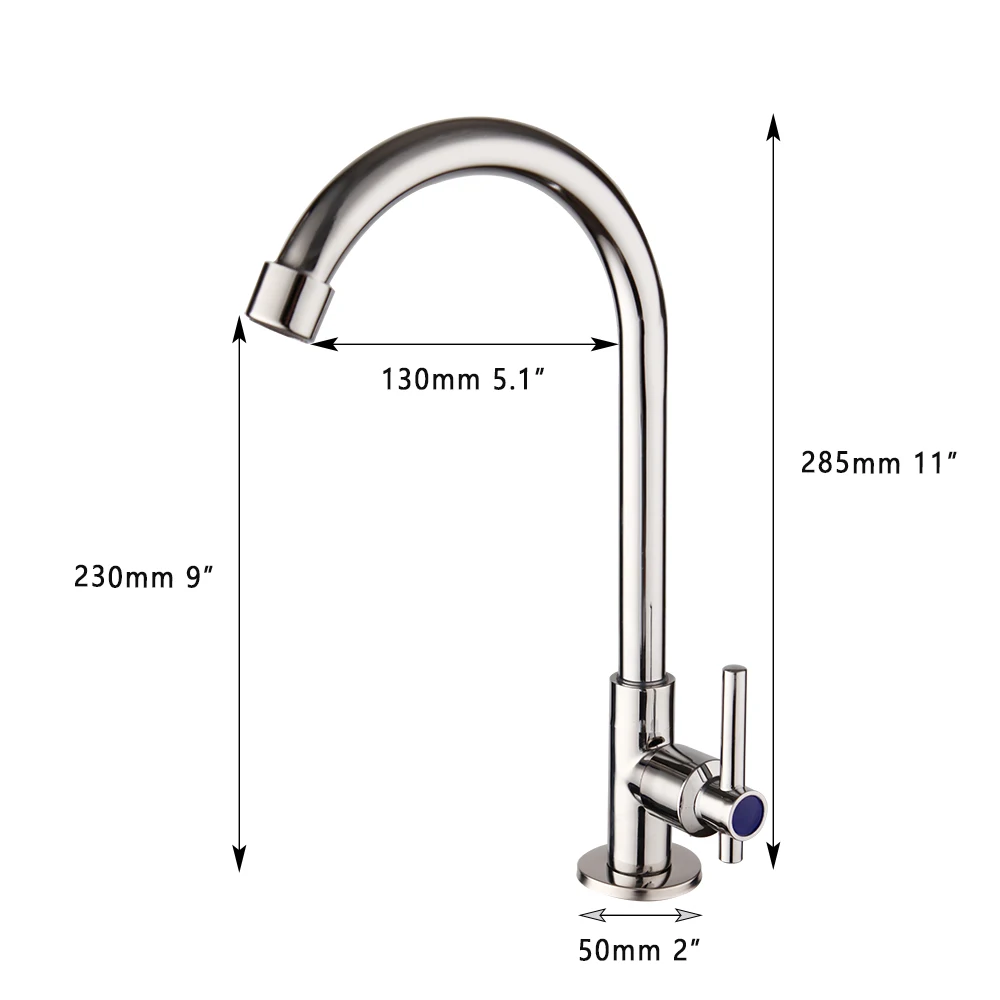 OUBONI Chrome Polish Single Cold Kitchen Sink Faucet Tap HOT SALE Retail Stainless Steel Only Cold Water Bathroom Basin Faucet