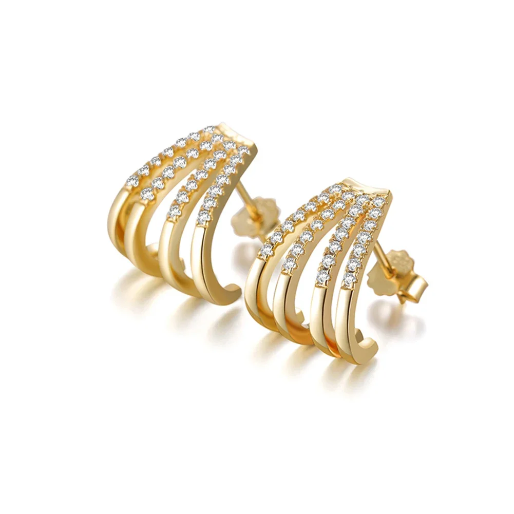 

EQE47 RINNTIN Fashion Jewelry co 925 Sterling Silver Jewelry 14K Gold Plated Hook Stud Earrings