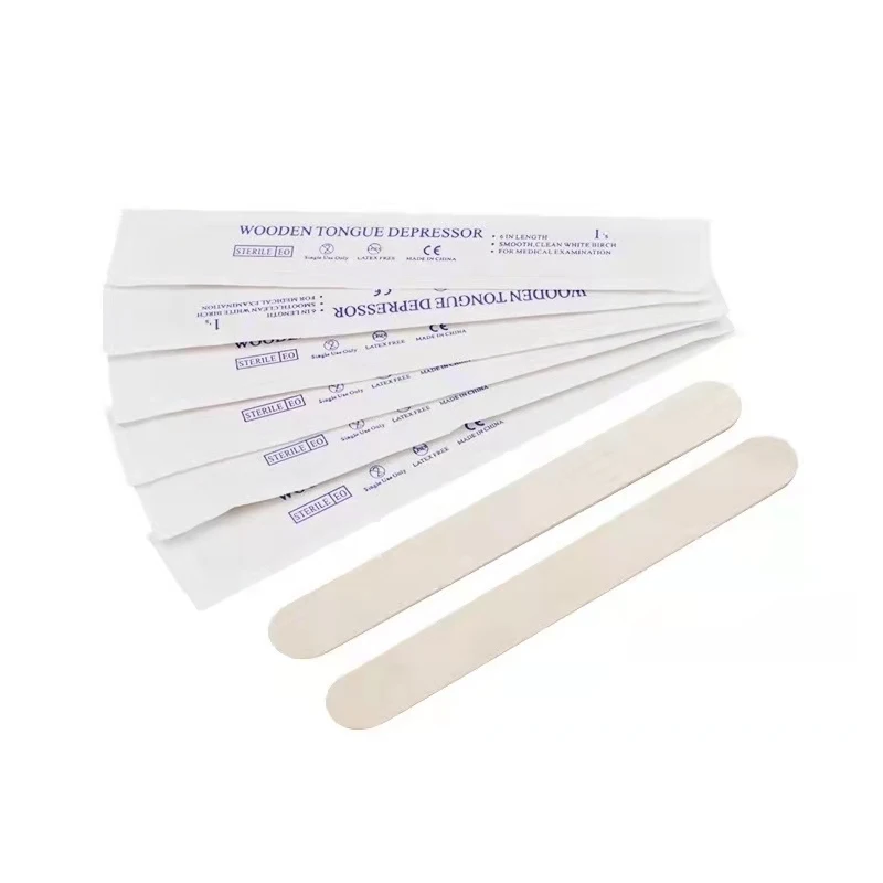 20/50/100PCS Disposable Wooden Tongue Depressors Individually Paper Packing for Dental Oral Care Tattoo Waxing Stick Tools
