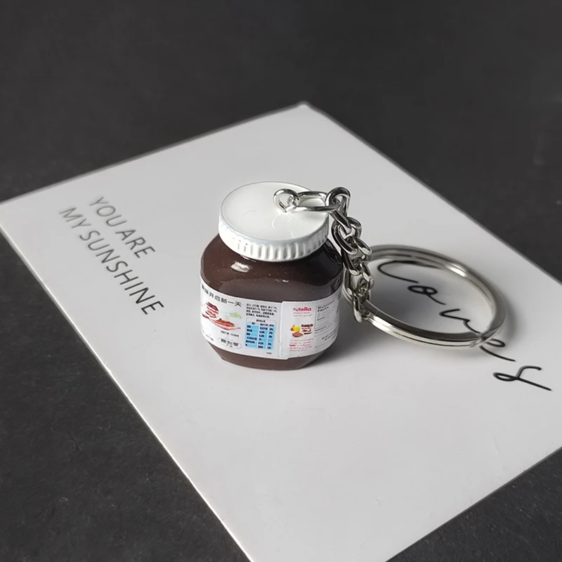 الراتنج محاكاة البندق المربى زجاجة سلاسل المفاتيح لصديق هدية الإبداعية ثلاثية الأبعاد الغذاء قلادة حقيبة حقيبة سماعة الاذن سيارة حلقة رئيسية الحلي