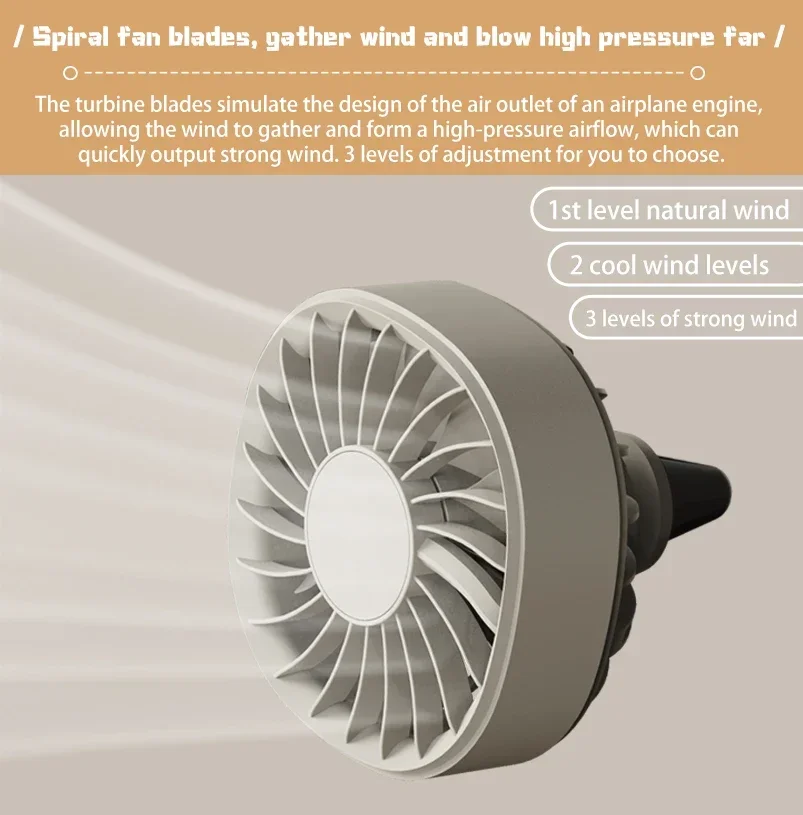 New Car Air Outlet Fan USB Cooling Fan with Color Changing Light 3 Speed Fan Car Rear Seat Heat Dissipation Car Accessories