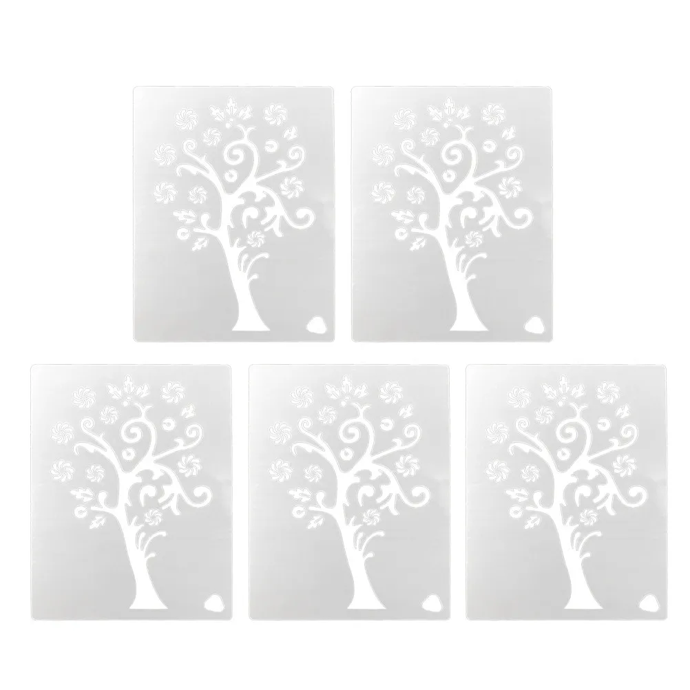 5Pcs Sturdy Tree Shape Hollow Drawing Templates for Painting Graffiti DIY Wall Art Clothing Decoration Supplies