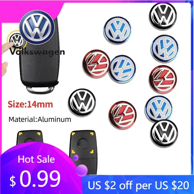 

Для VW Volkswagen Jetta MK5 Golf 14 мм наклейки с эмблемой ключа автомобиля, логотип ключа авто управления, аксессуары для Volkswagen R Golf 4 Motion P