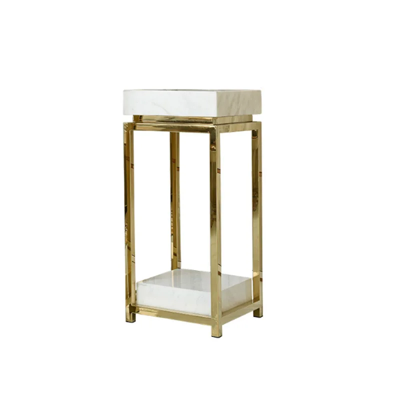 

Interior simple ornament decorative frame Modern light luxury stainless steel marble flower stand Living room