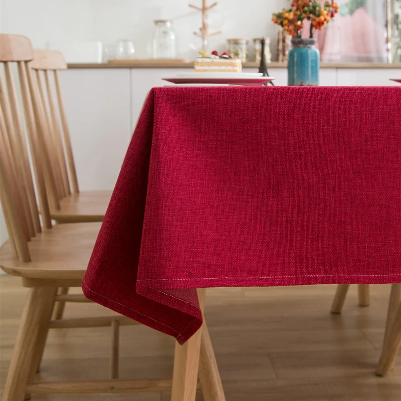 

2024 Толстая однотонная искусственная ткань, Современная прямоугольная скатерть для чайного столика