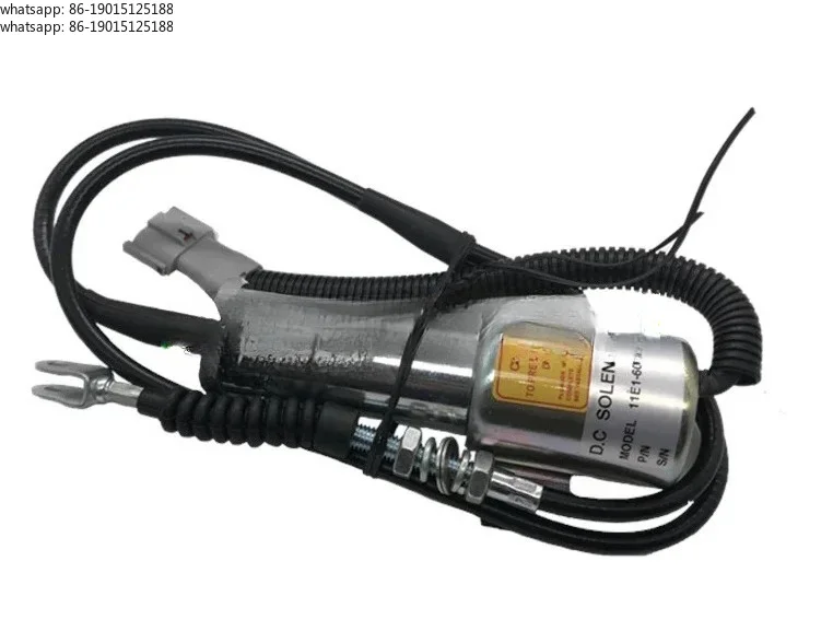 Excavator Engine Stop Solenoid 11E1-60100-24 Fuel Shut Down Valve Fit Hyundai R215-7 R215-9 Construction Machinery Parts