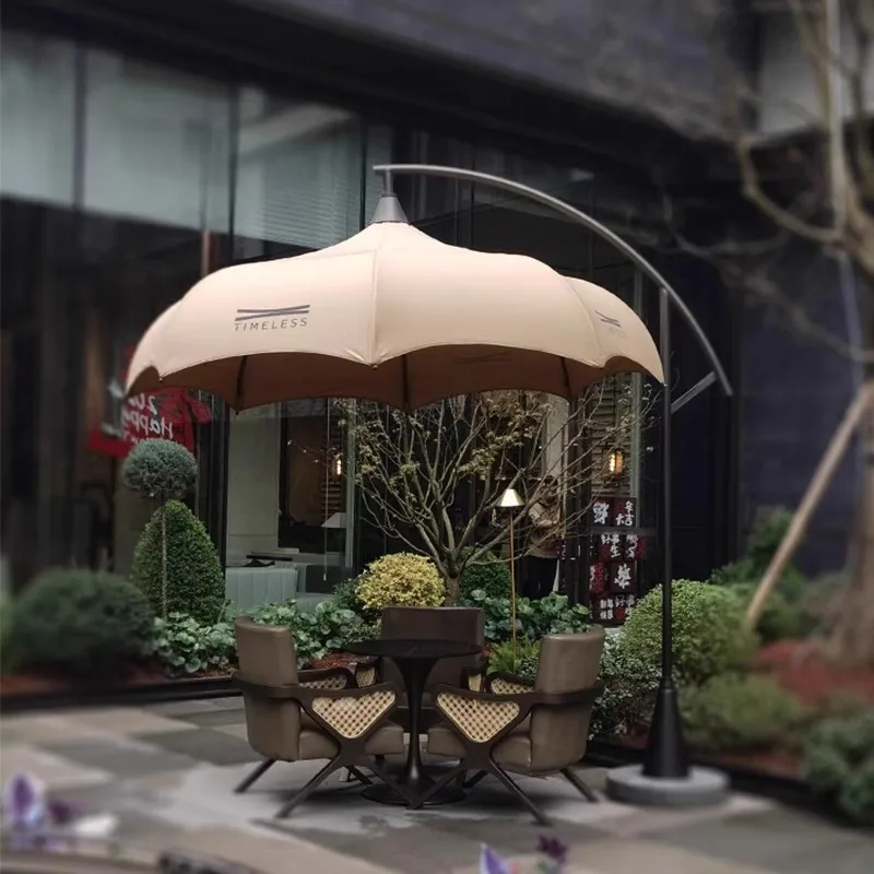 Outdoor Courtyard Big Umbrella Cafe Sales Department Outdoor Parasol Arc Watermelon Roof Restaurant Waterproof And Sun Protectio
