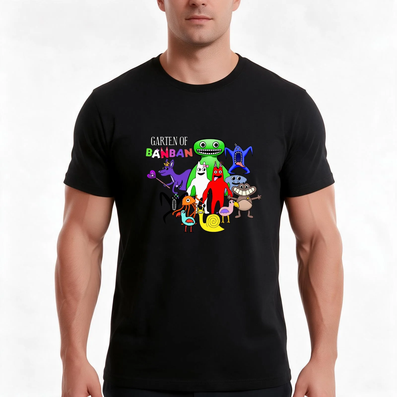 Garten of Banban updated characters T-Shirt, Summer Casual Cotton Tee, Oversized Streetwear Tops, Vintage Graphic Print