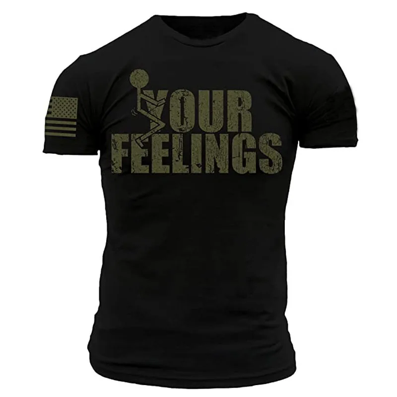 Your Feelings Men Clothing T-Shirt Whiskey Tango Foxtrot II American US Flag Printed Graphic Patriotic Tee Start Running Tops