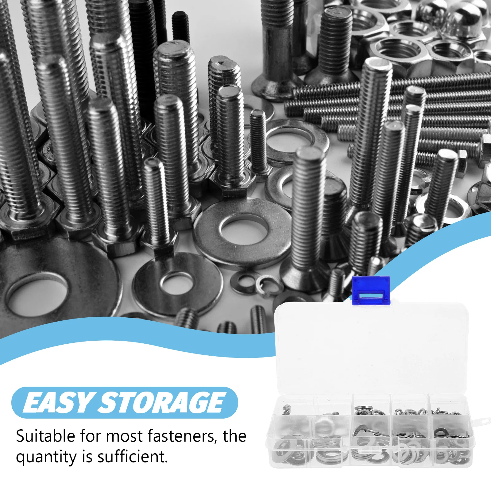 

200Pcs Stainless Steel Washer Set Flat Spring Lock Washers M5 M6 M8 M10 Anti-Rust Fastener Repair Kit Durable Assortment