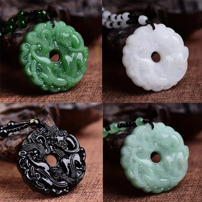 Natural stone Pixiu Pendant Jewelry Men and Women Agate Safe Buckle Necklace Natural Stone Attracts Wealth Pendant Pi QiuPendant