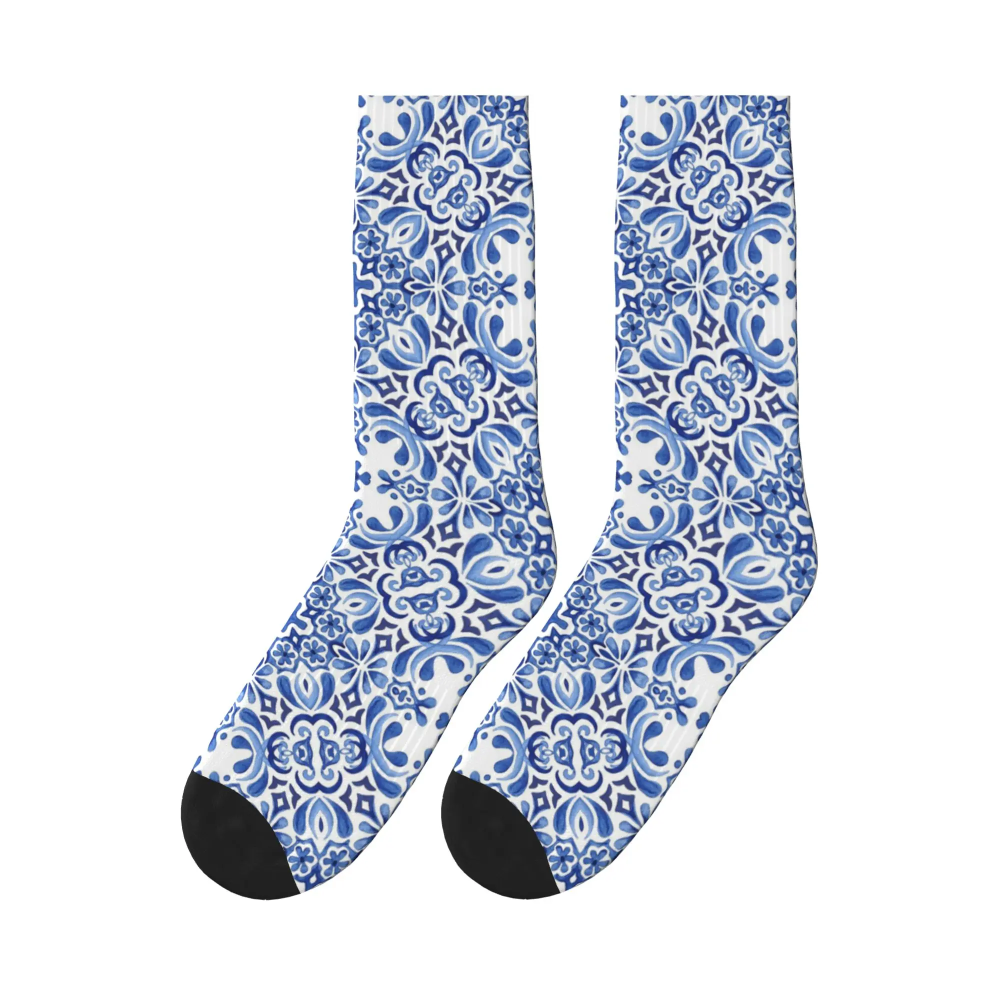 

Mediterranean Mosaic Tiles Azulejos Sports Socks High Quality Stockings All Season Long Socks for Unisex Birthday Present