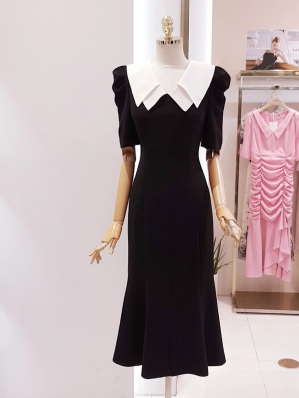 2025 صيف جديد Faion Commute طبقة مزدوجة طوق فقاعة ort Sve Ele التخسيس حورية البحر ذيل Dr منتصف طول ألف خط... #3