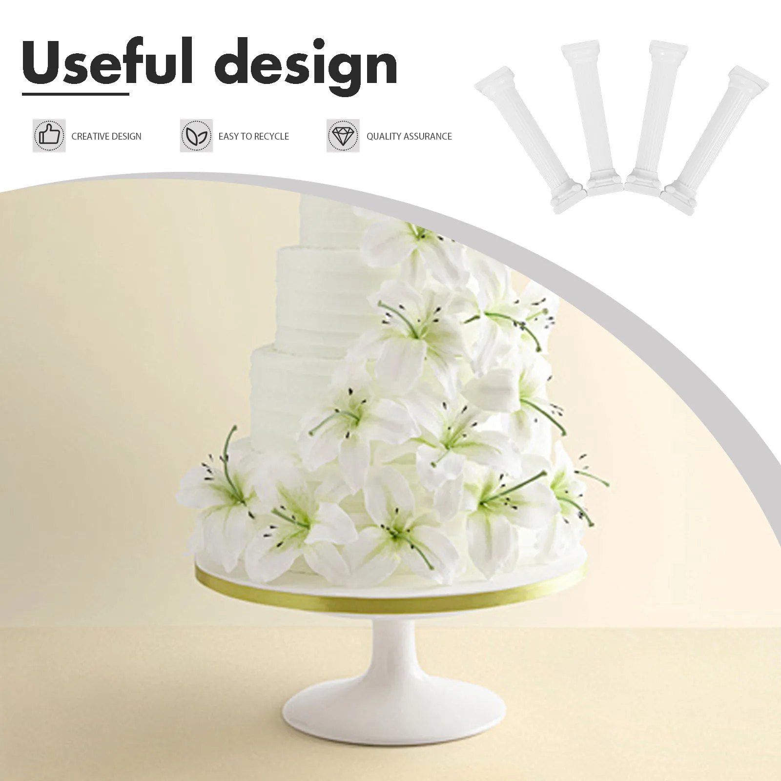 4Pcs Cake Pillar Roman Column Cake Tier Pillar Decorative Stand for Wedding Birthday Photo Prop Dessert Display