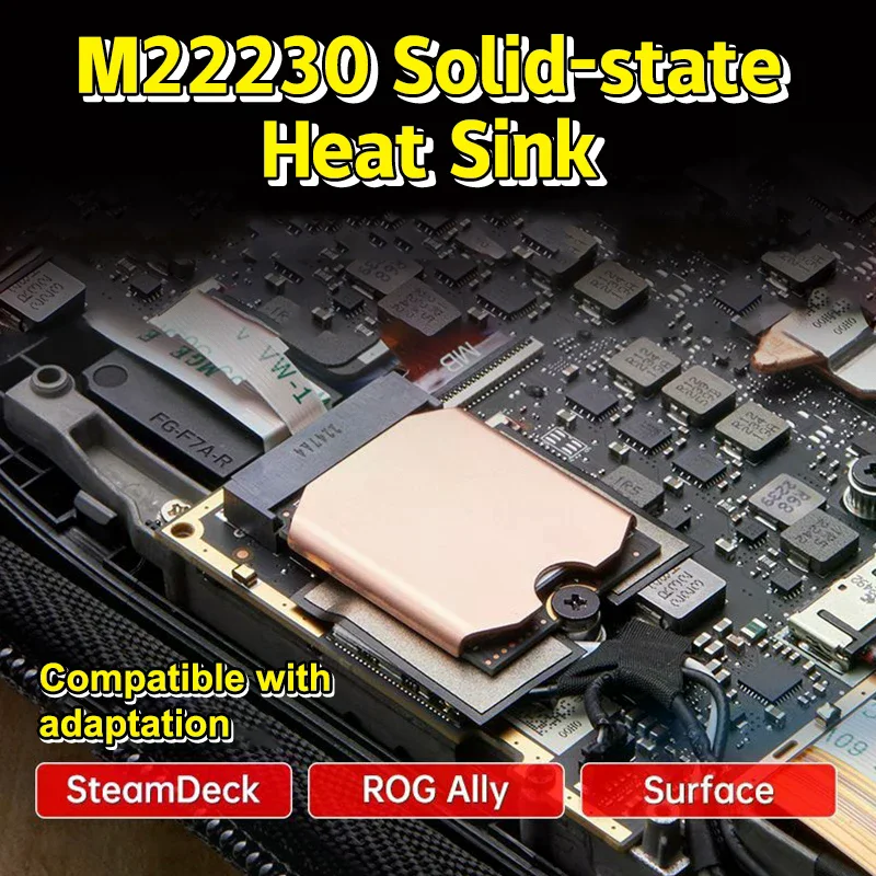 M.2 Hard Disk Copper Heatsink M.2 2230 Solid State Drives Cooling Thermal Cooler Radiator For Steam Deck Console Accessories