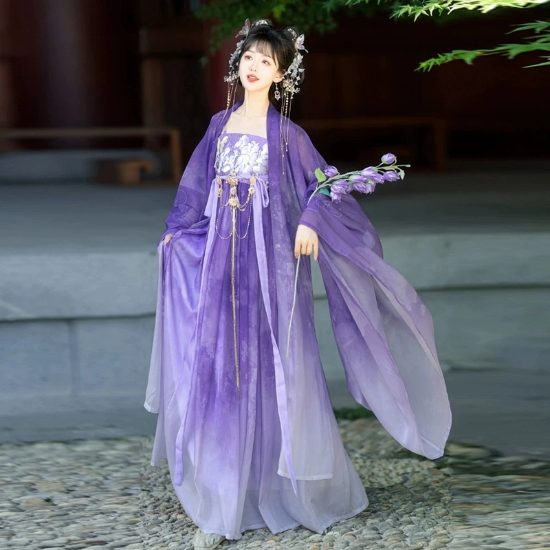Hanfu الصينية التقليدية فستان تأثيري ازياء العرقية نمط عرض المرحلة موضة ملابس النساء ملابس حفلة فستان جنية الربيع
