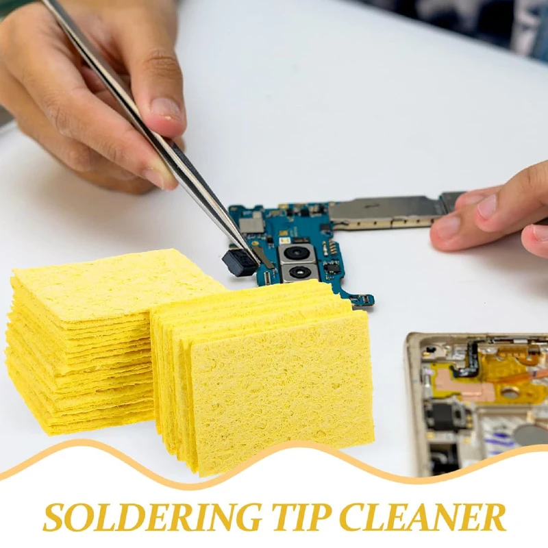

50-100pcs Yellow High Temperature Resistant Soldering Iron Tips Cleaning Sponge for Electric Soldering Iron