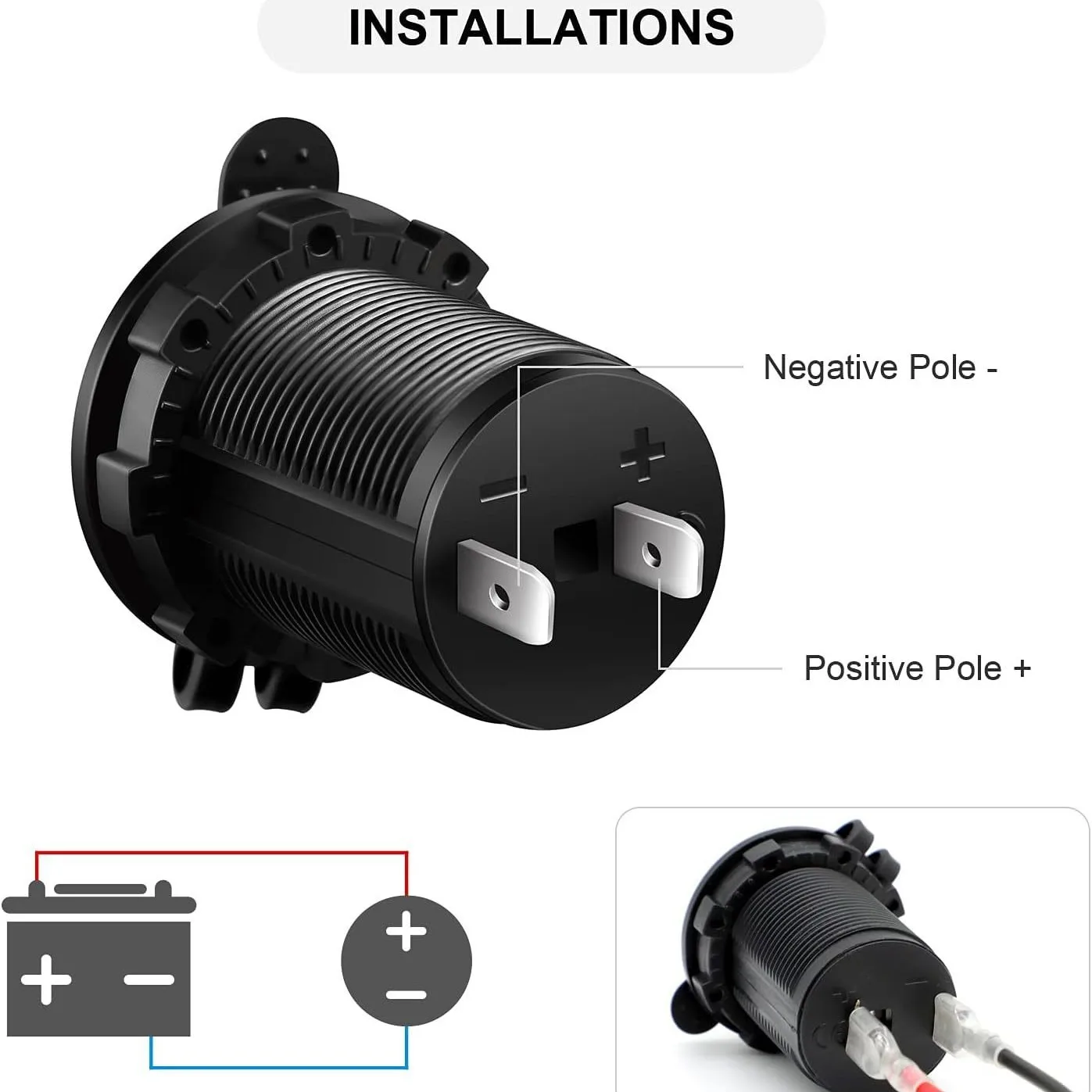 Auto Sigarettenaansteker Socket 12V-24V Waterdichte Stekker Stopcontact Adapter Voor Marine Boot Motorfiets Rv Atv