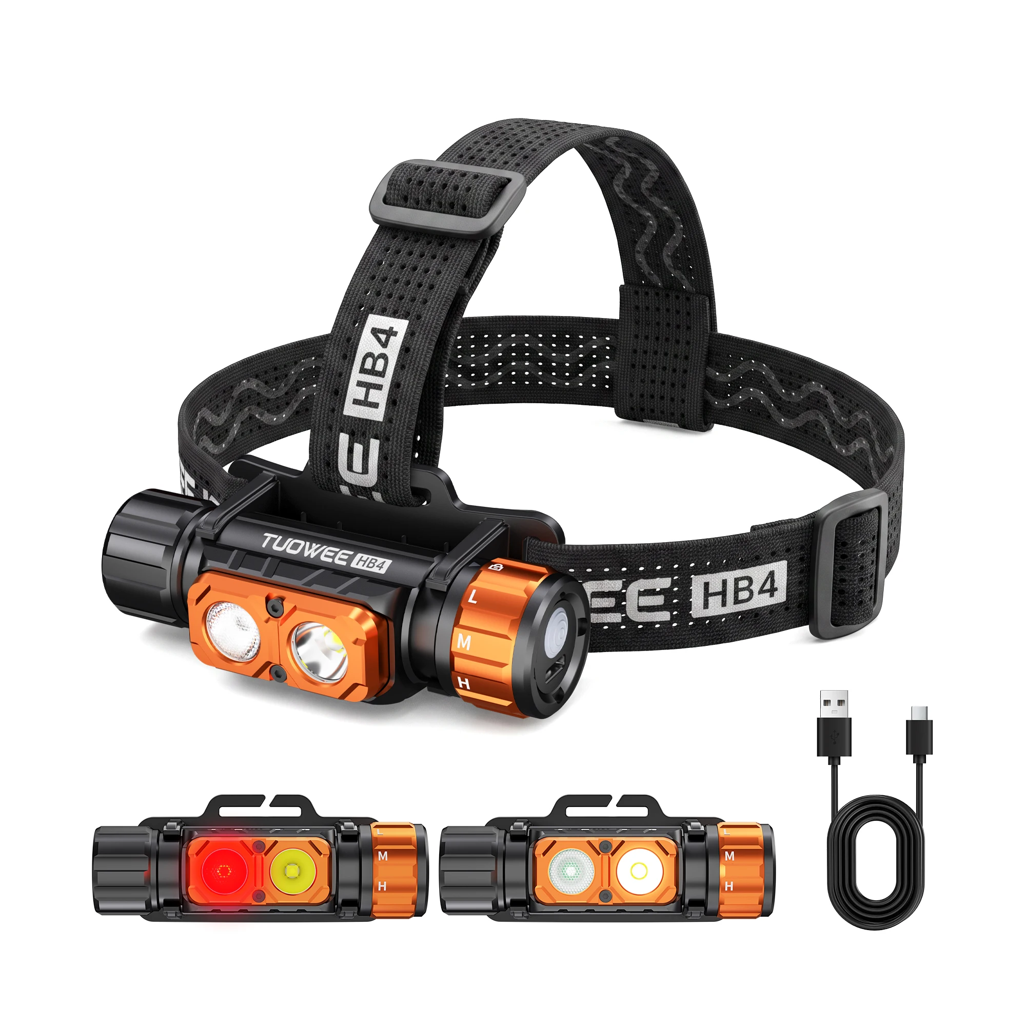 Rechargeable LED Headlamp,1500 Lumen Head Flashlight with Red Light,5 Modes Magnetic Rotary Brightness Adjustment,For Camping