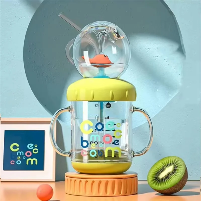 Bicchiere per fontana ABJI-Whale verde erba 220 ml con tappo in cannuccia rimovibile antipolvere e memorizzabile