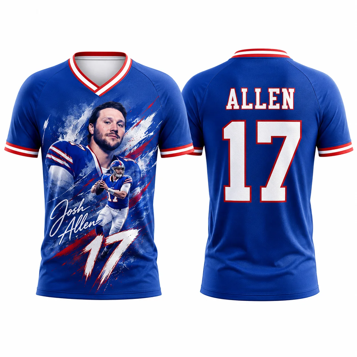 2026 Josh Allen # 17 Rugby-Trikot, American-Football-Shirt, Sommer-Sport-T-Shirt, schnell trocknend, für Herren, Kinder, Damenbekleidung ﻿ – Detail 3