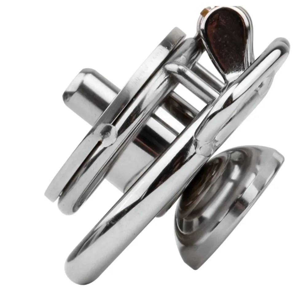 Urethral Inverted Negative Male Chastity Lock Flat Cock Cage with Detachable Realistic Dildo BDSM Adult Game Sex Toys for Men - view 6
