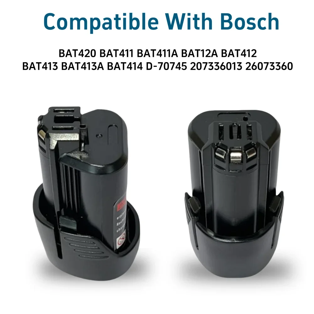 Bosch용 충전식 배터리, 전기 스크루 드라이버, 전기 드릴 도구, BAT420, BAT411, BAT412, GBA, 10.8V, 3000mAh