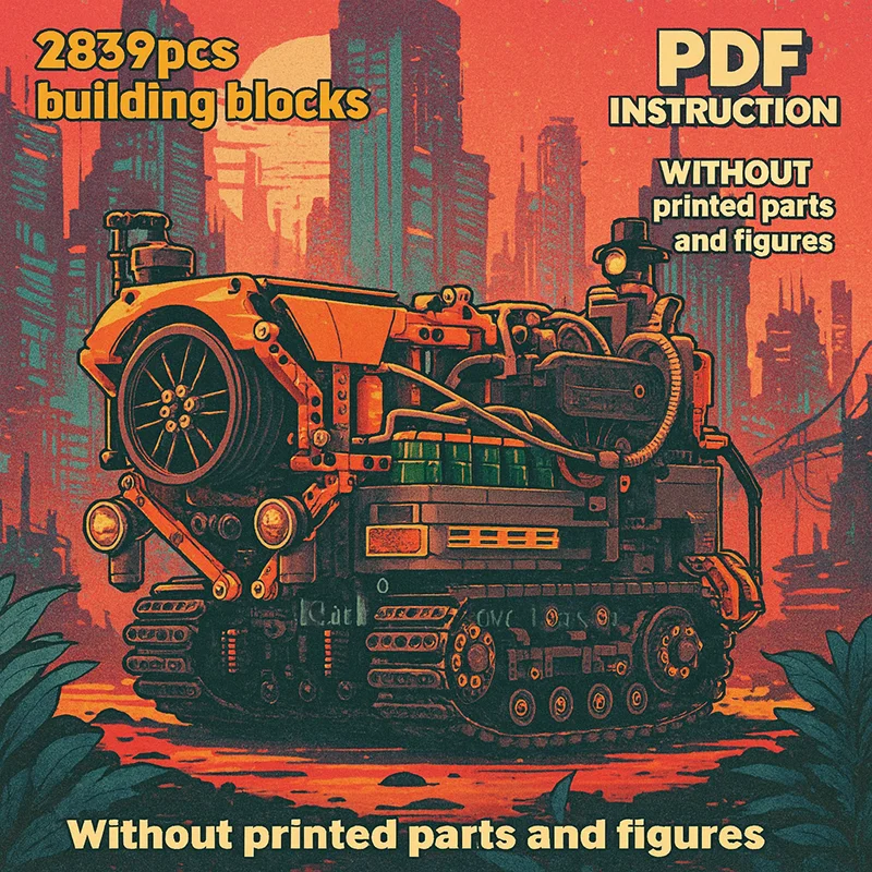 

Machinery Collection Educational Toys Gift DIY Assembly Bricks Steampunk Tractor Vehicle Model Building Blocks Set