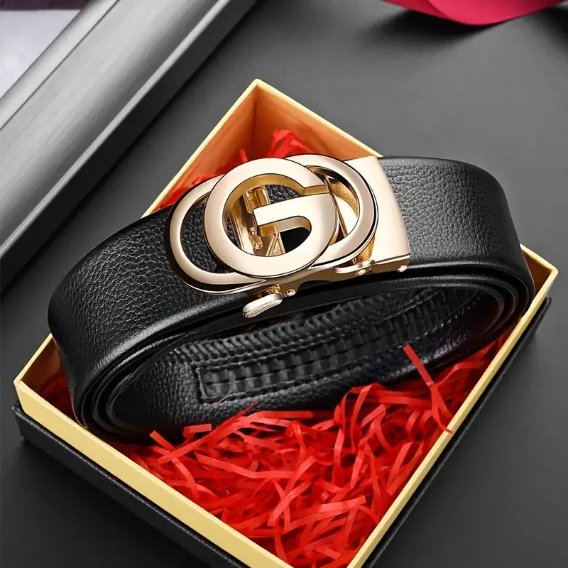 Fashion Business Men'S Belt Genuine Luxury Brand Metal Buckle Belt High-Quality PU Leather Soft Belt With Cargo Pants Jeans