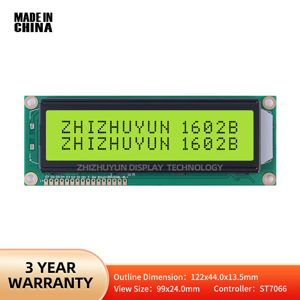 

Source Manufacturer 3.6 Inch LCD Display Screen Yellow Green Membrane Large Character Module LCM1602B LCD Screen Module